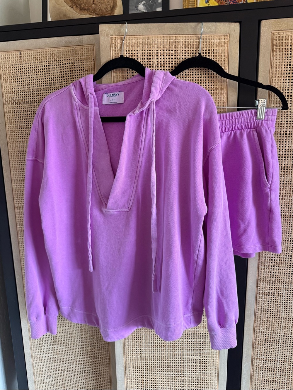 Old Navy Lavender V-Neck Hoodie and Matching Shorts